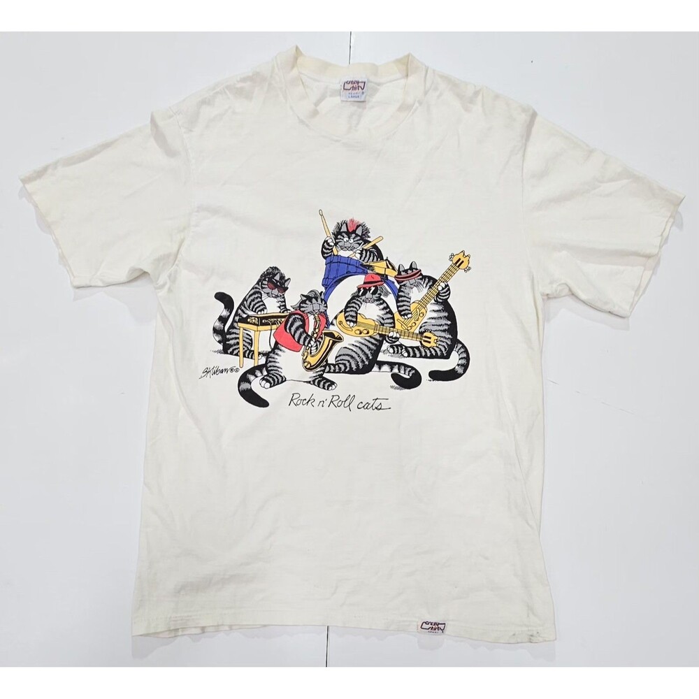 80s B. Kliban Cat Shirt Crazy L Shirts Hawaii Rock N Roll Cats Single Stitch VTG